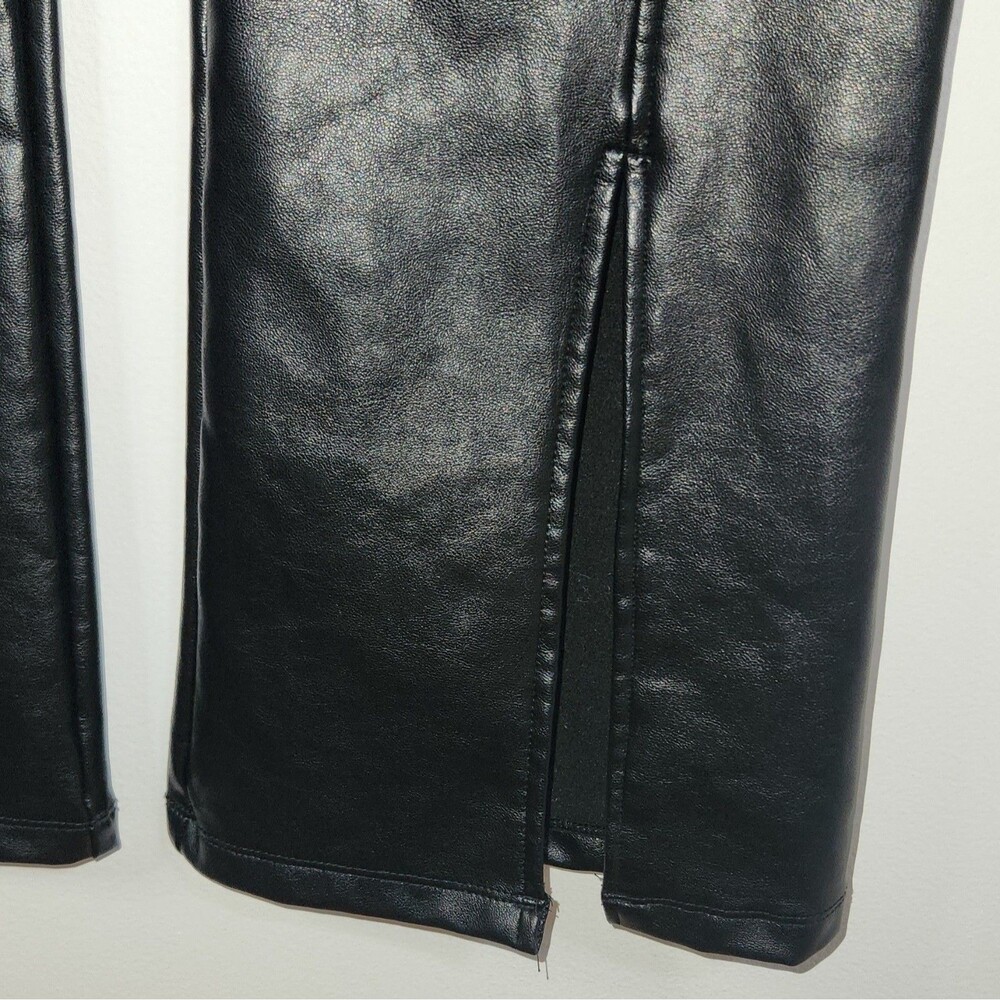 Wild Fable Women's Black Faux Leather Flared Pants Split Front Hem Medium - Picture 2 of 8